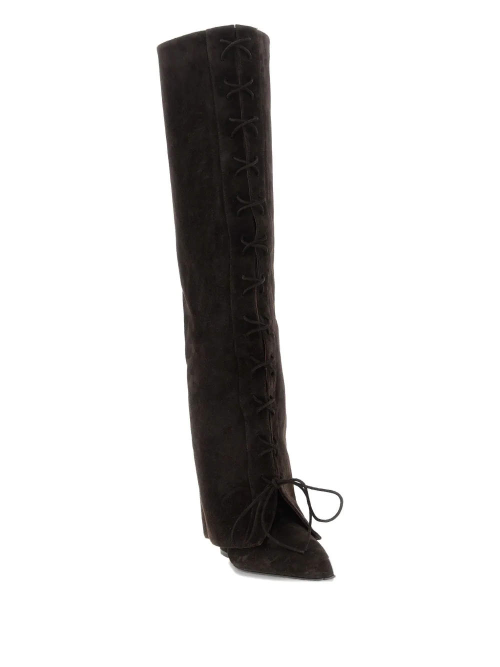 Paris Texas 100m Jane Fold Over Lace-up Boots In Brown