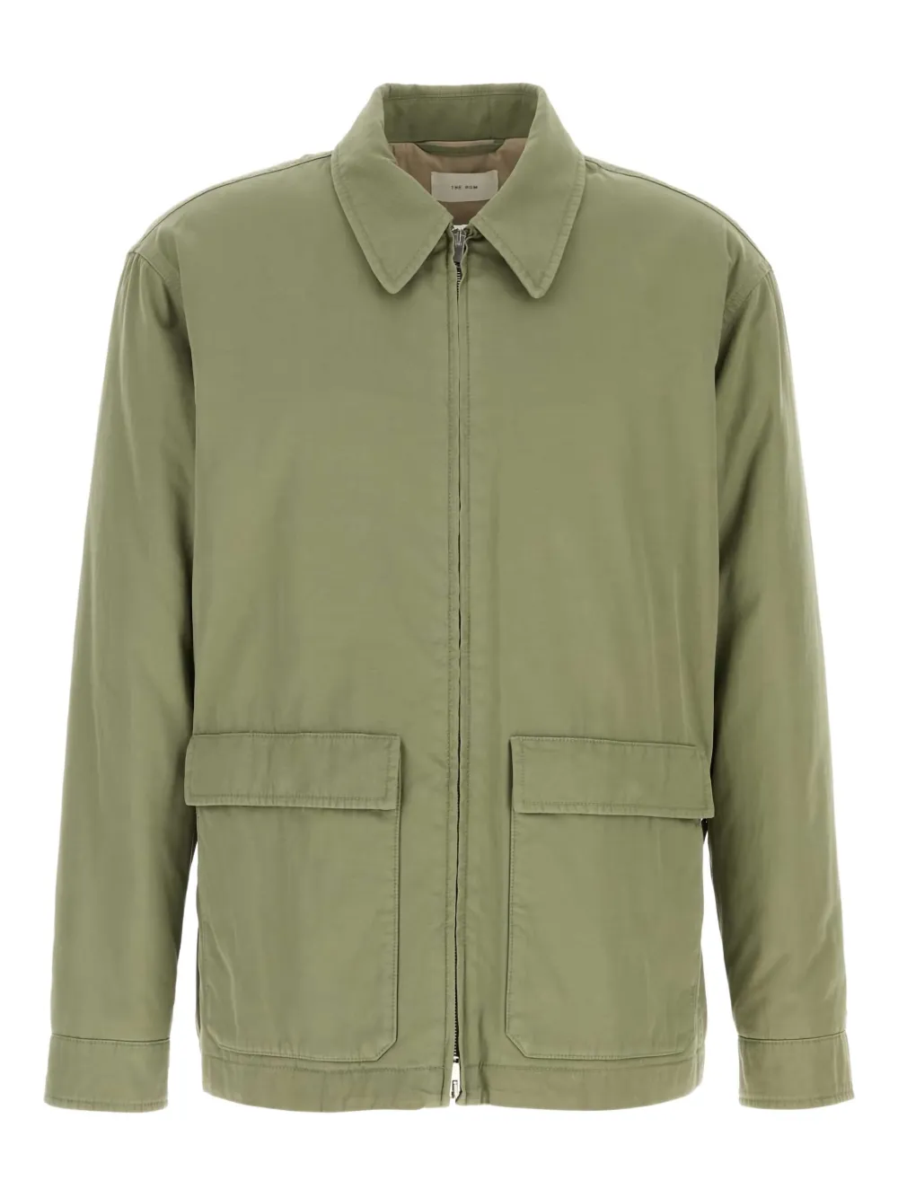 The Row Cotton Blend Justo Jacket Featuring Collar In Green