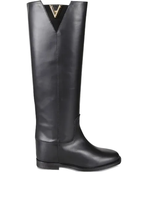 Via Roma 15 logo-plaque leather boots