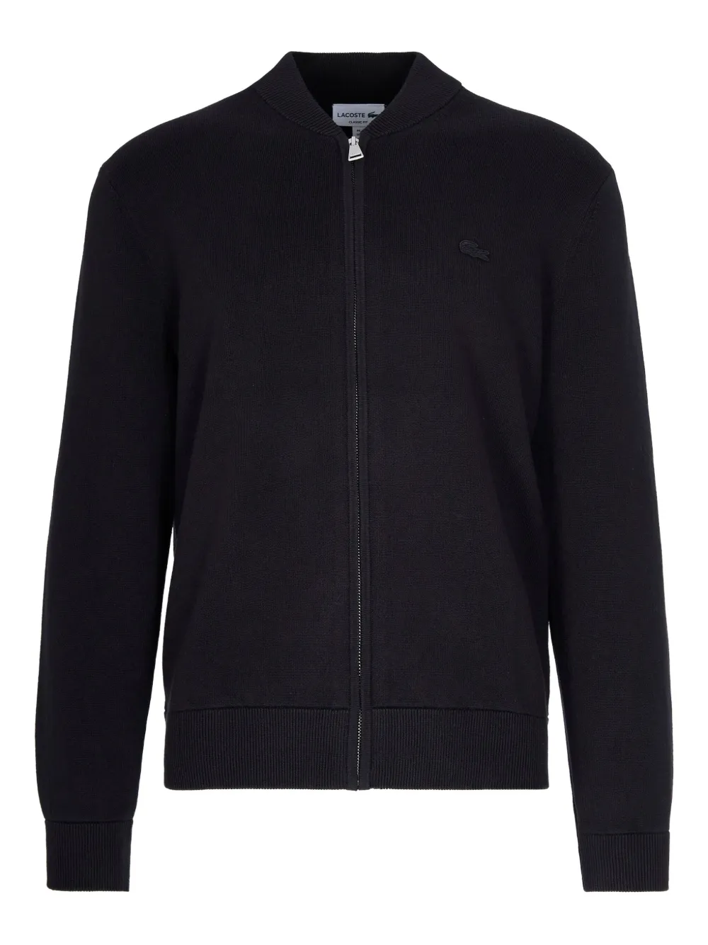 Lacoste Bomber In Maglia Di Cotone E Lana Nero In Black
