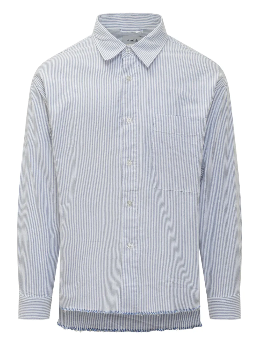 Amish Raw-edge Shirt In Blue