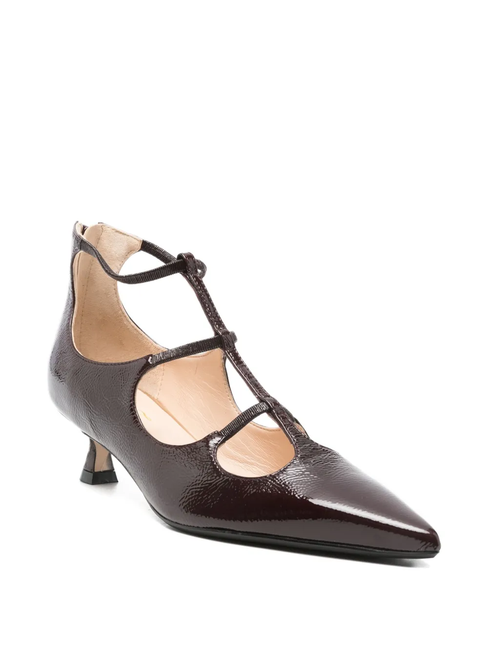 Anna F T-strap Heeled Pumps In Brown