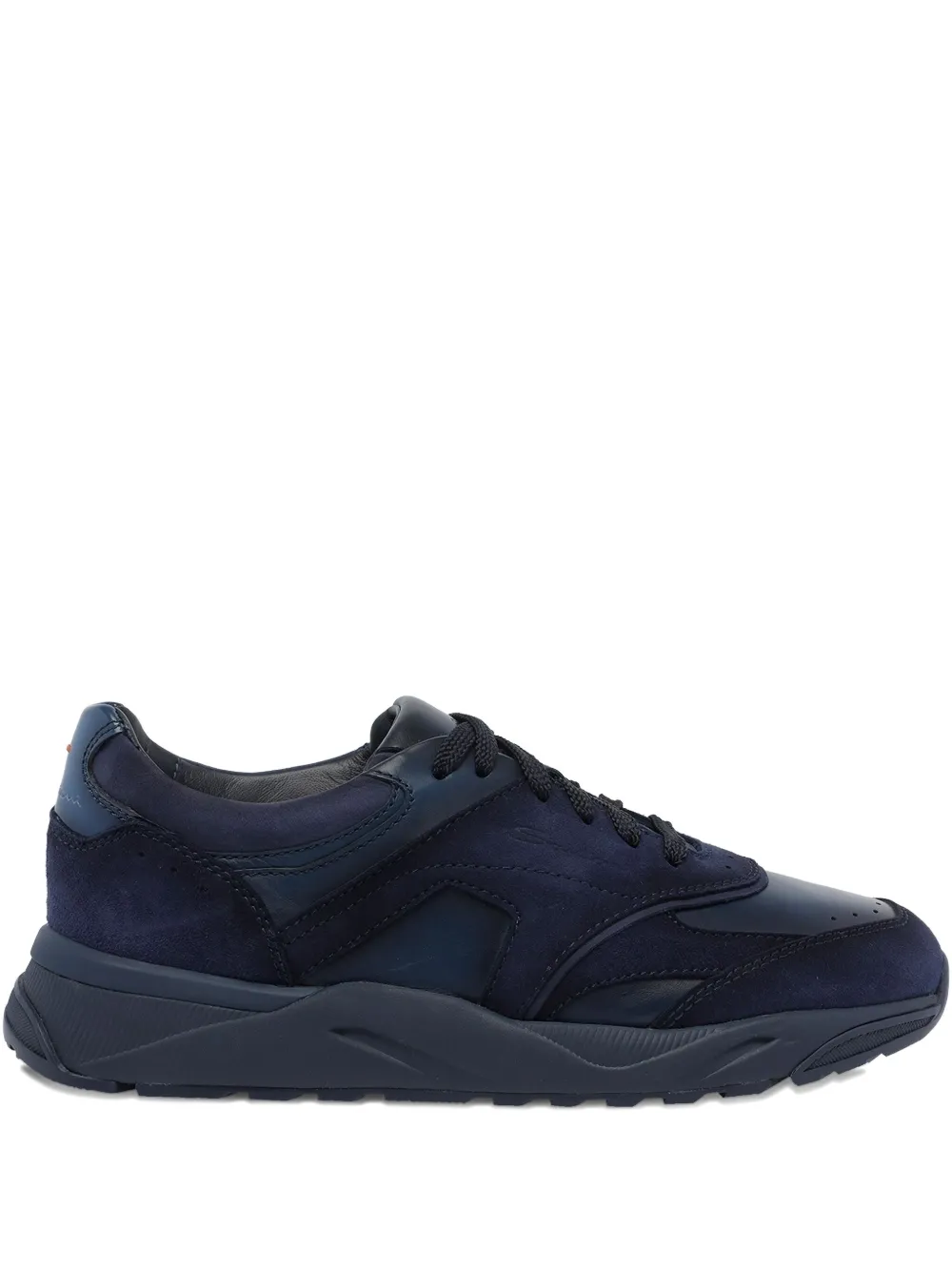 Santoni suede paneled sneakers | Blue | Image 1