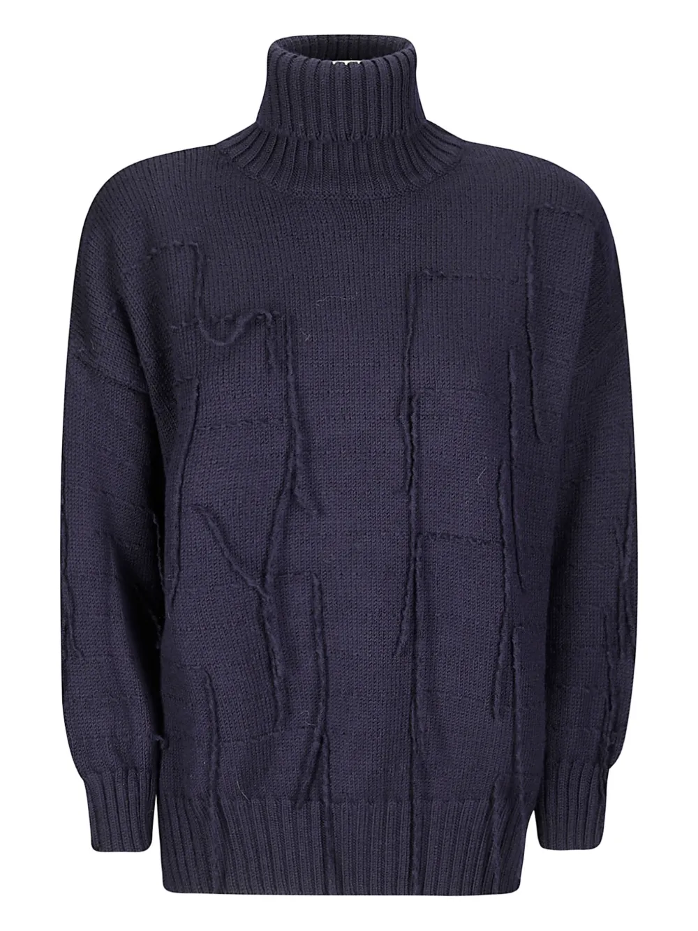 Archivio B Fringed Roll-neck Sweater In Blue