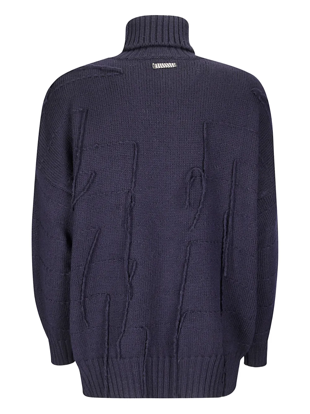Archivio B Fringed Roll-neck Sweater In Blue