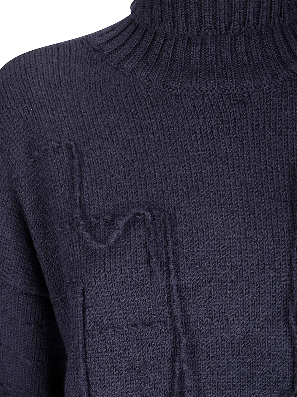 Archivio B Fringed Roll-neck Sweater In Blue