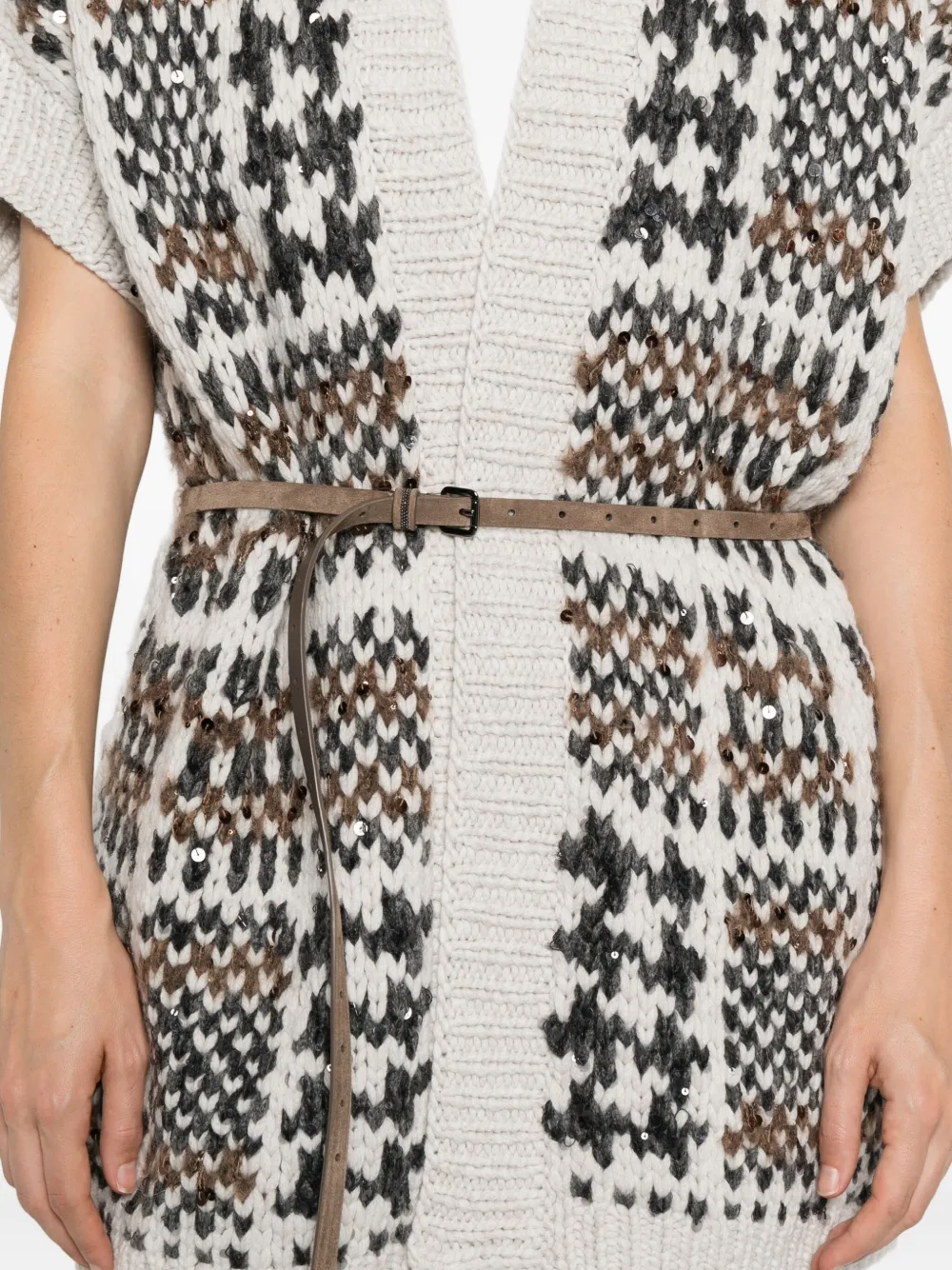 Brunello Cucinelli Vest met ceintuur Beige