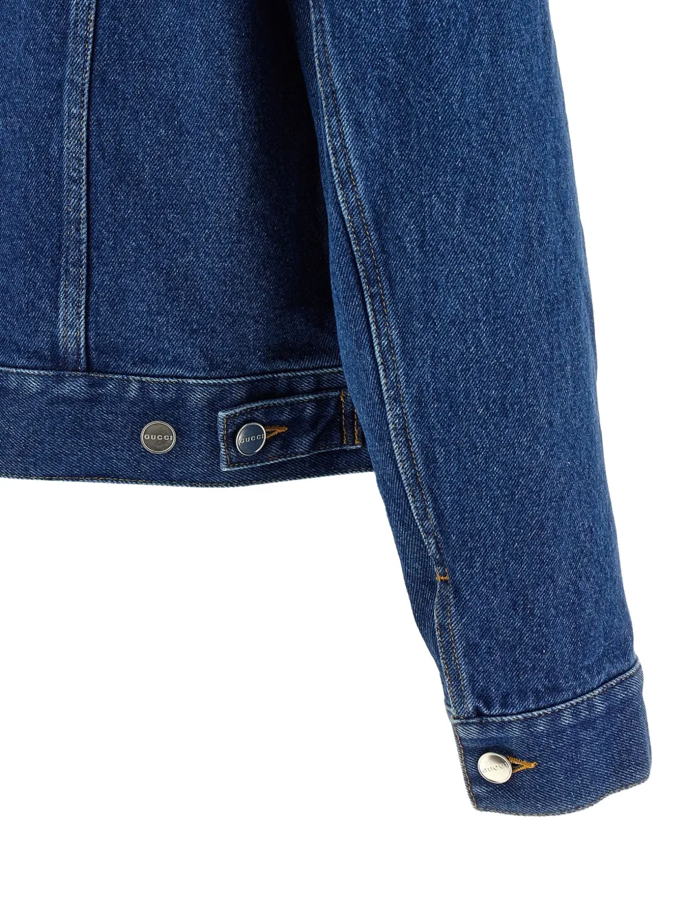 Gucci Contrast-stitching Horsebit Denim Jacket In Blue