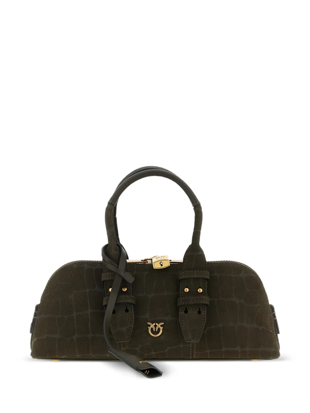 PINKO small Escape Baguette leather tote bag - Verde