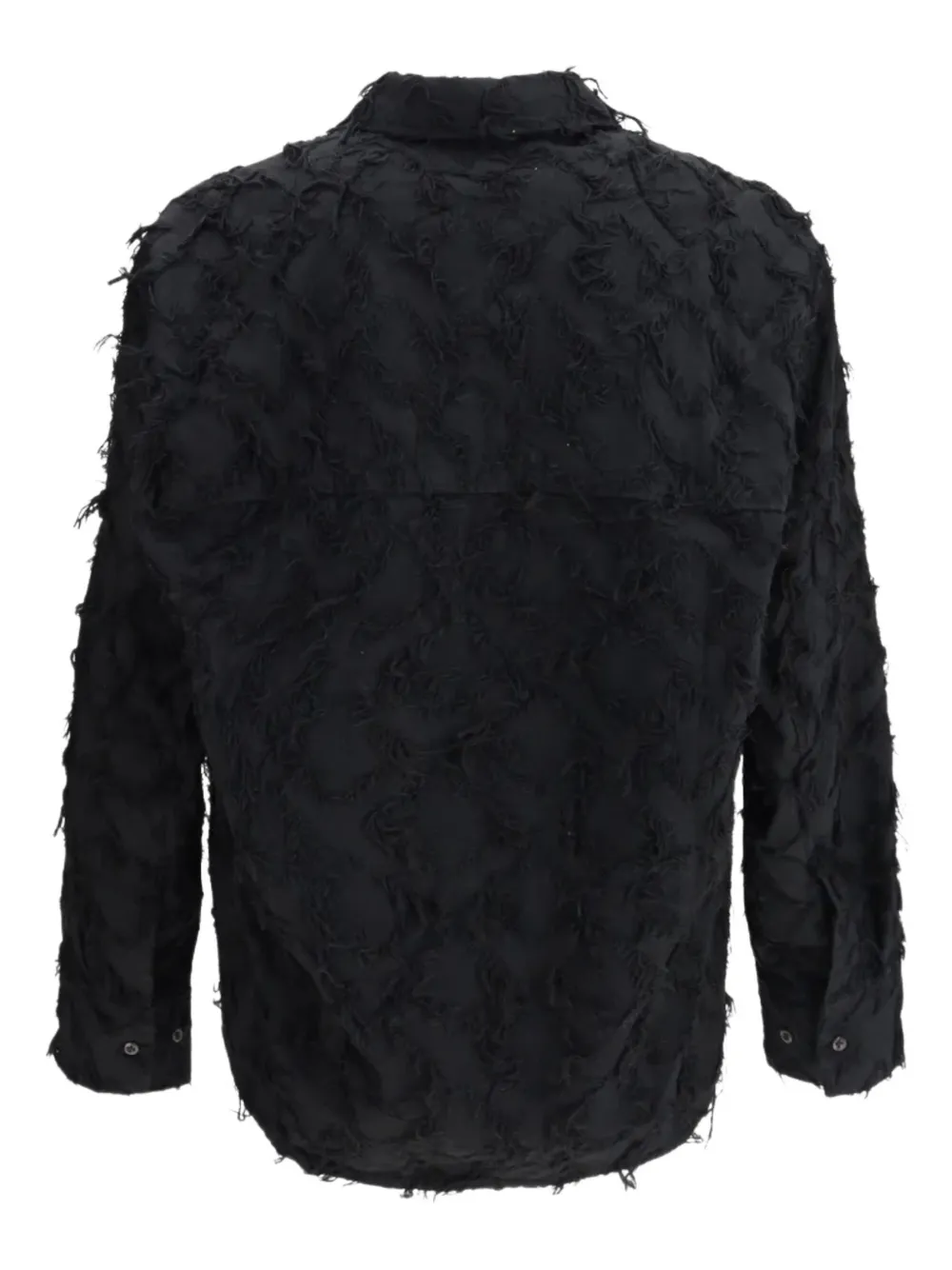 Séfr fringed twill long-sleeve shirt - Zwart