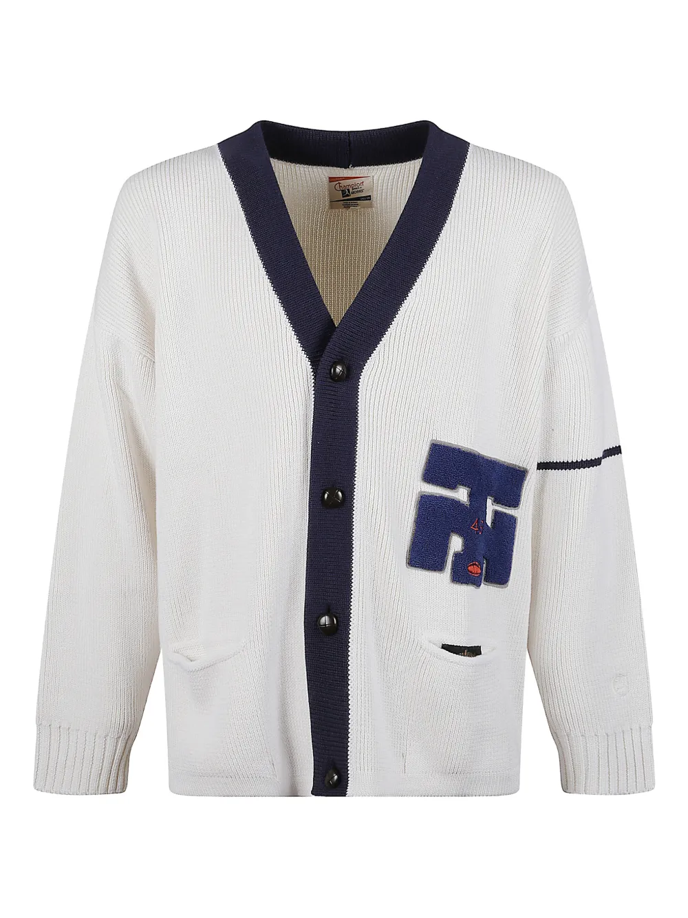 Champion appliqué wool-blend cardigan | White | Image 1