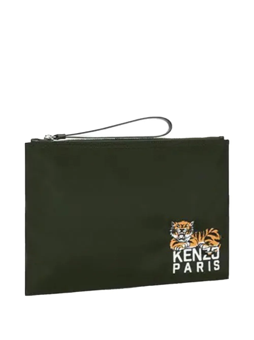 Kenzo Pochette Happy Tiger Dark Khaki In Green