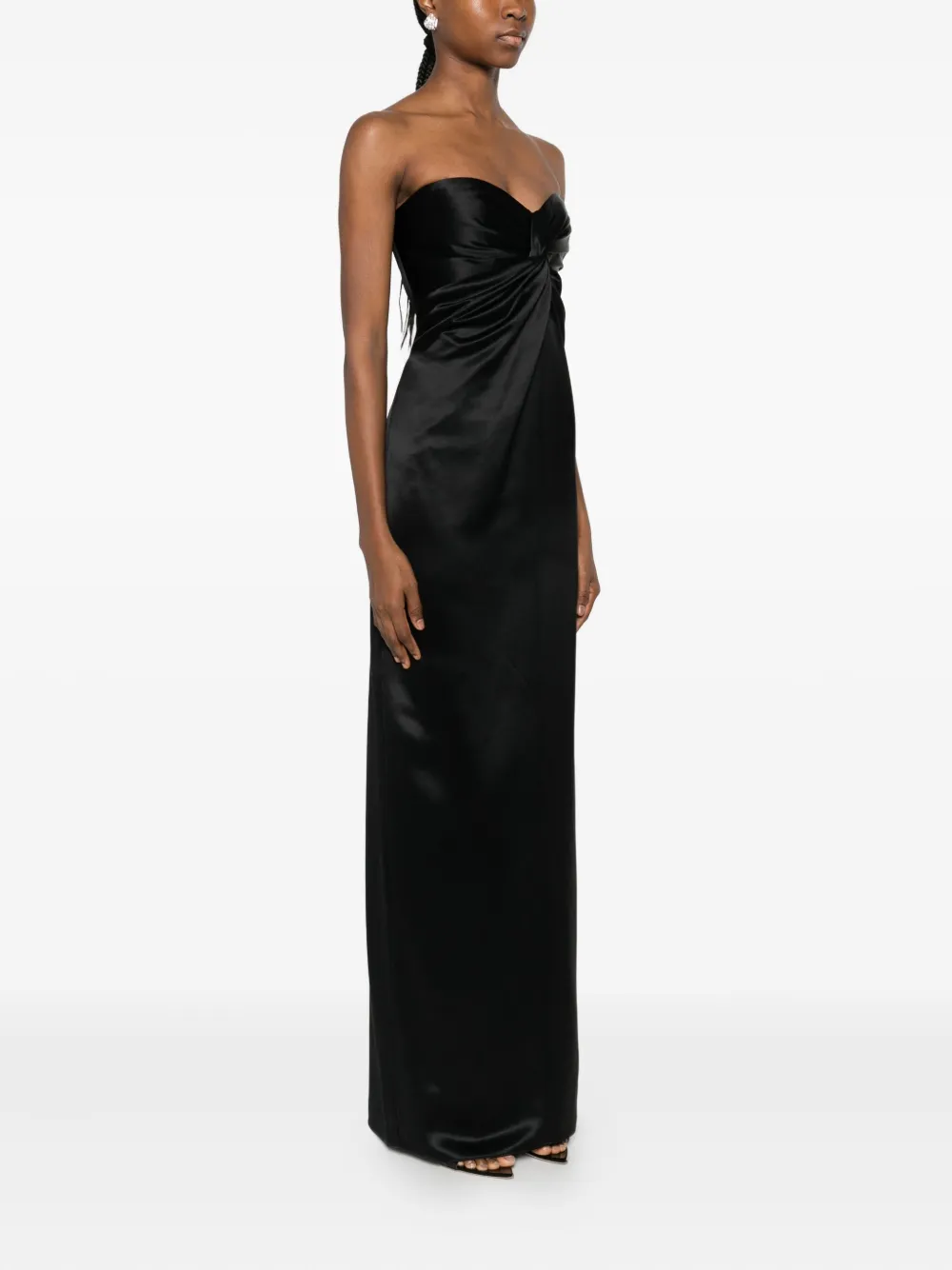 Retroféte Twisted Strapless Dress In Black