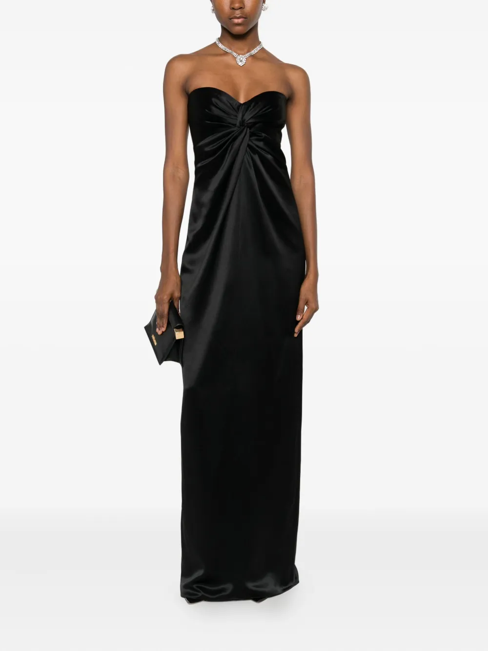 Retrofete twisted strapless dress - Zwart