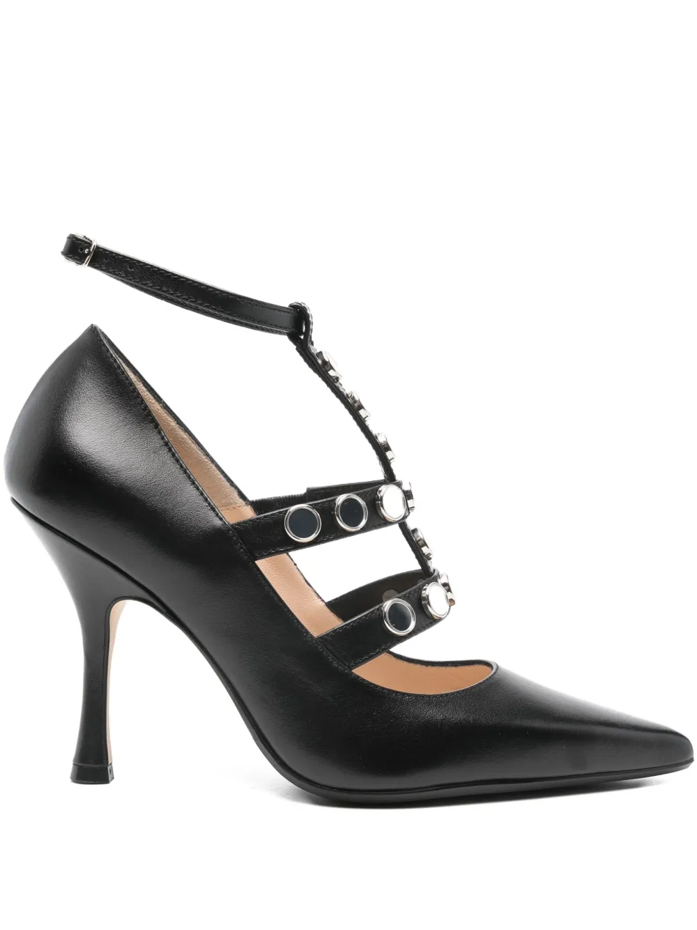 Anna F. Pumps met leren hak Zwart