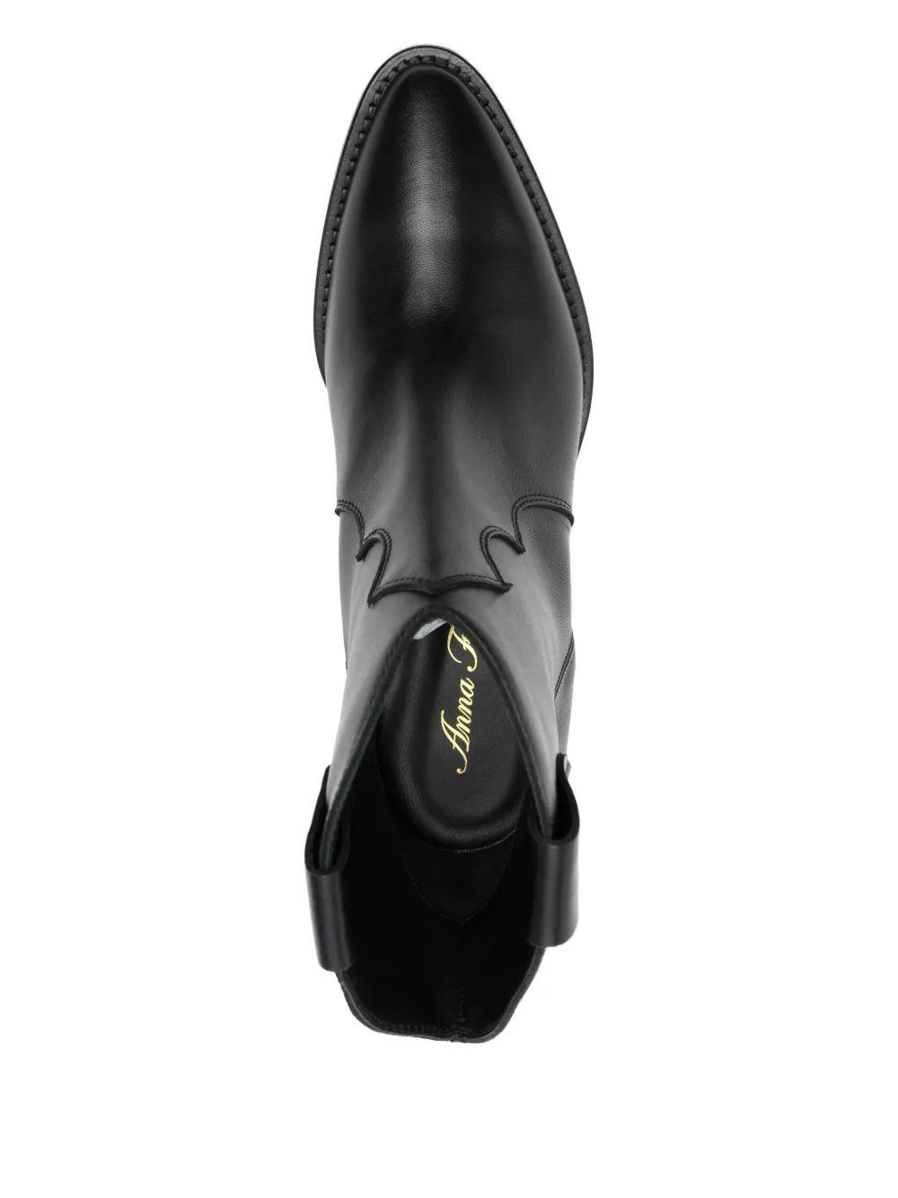 Anna F Leather Cowboy Boots In Black