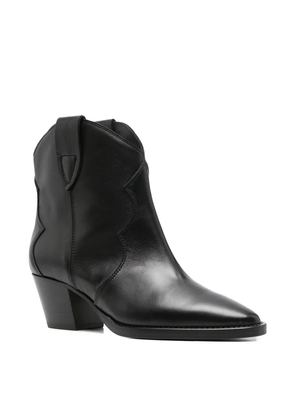 Anna F Leather Cowboy Boots In Black