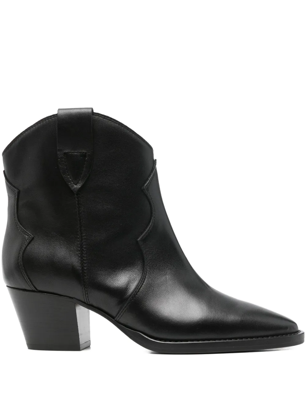 Anna F Leather Cowboy Boots In Black