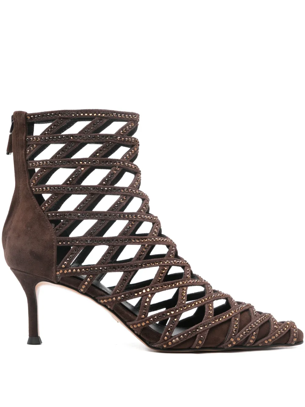 Lola Cruz Alva rhinestone-embellished ankle boots - ブラウン Lola Cruz Alva rhinestone-embellished ankle boots - ブラウン