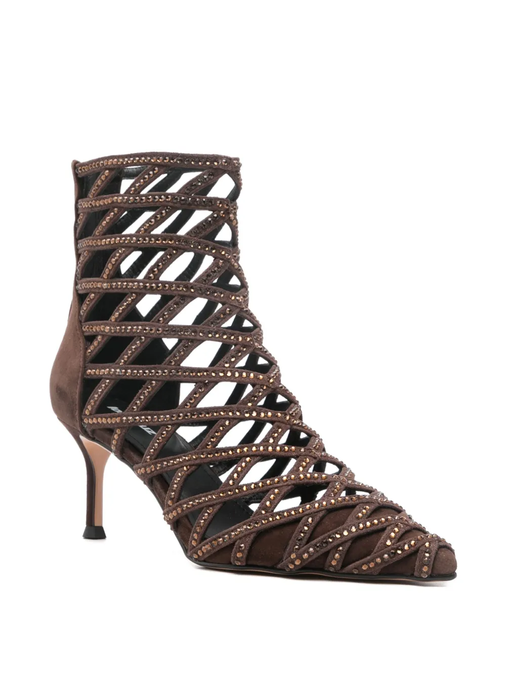 Lola Cruz Alva enkellaarzen met stras Bruin