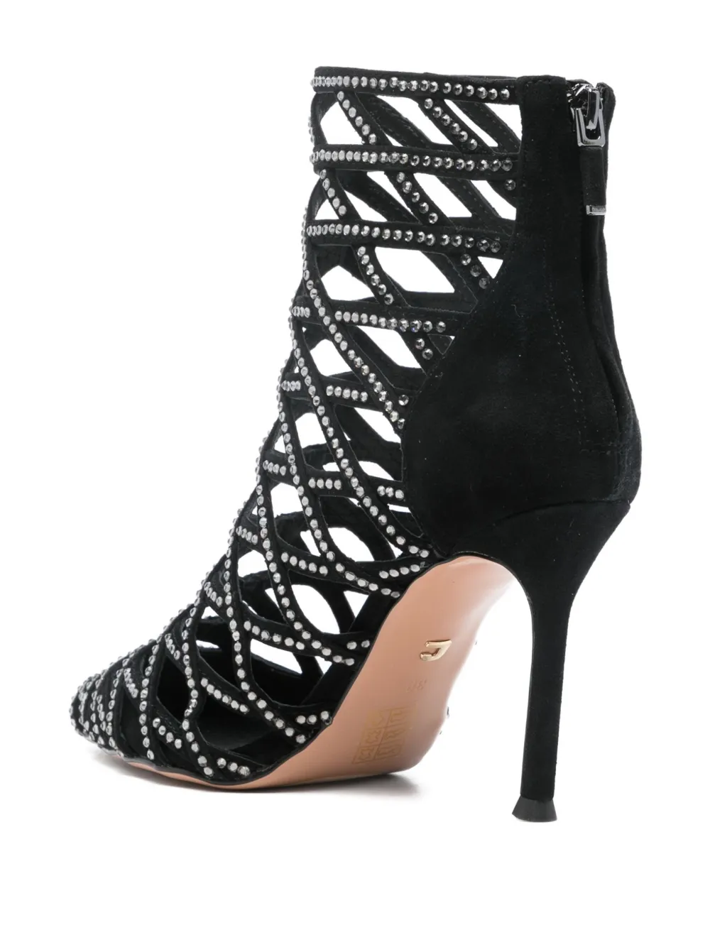 Lola Cruz Alva enkellaarzen met stras Zwart