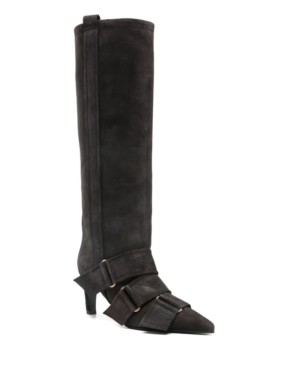 Lella Baldi Buckled Knee-high Boots In Black