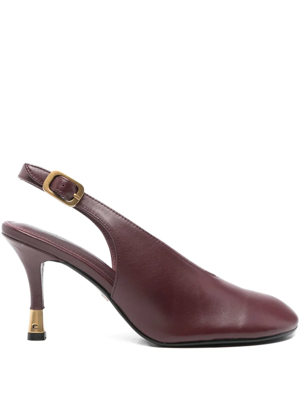 Lola Cruz Leather Heeled Pumps In Burgundy