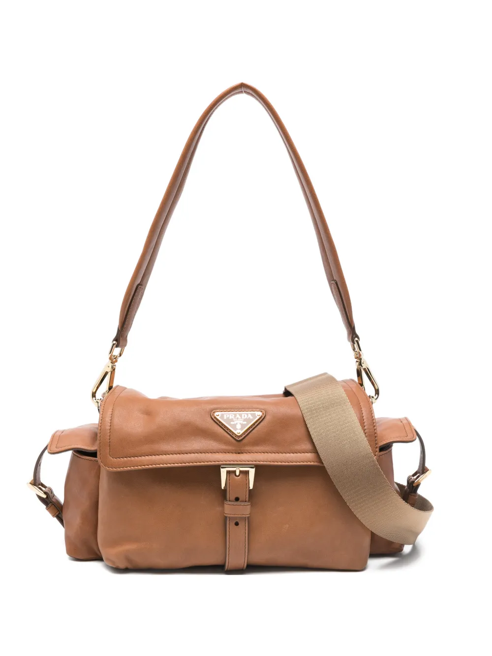 Prada medium Explore buckle leather shoulder bag - Marrone