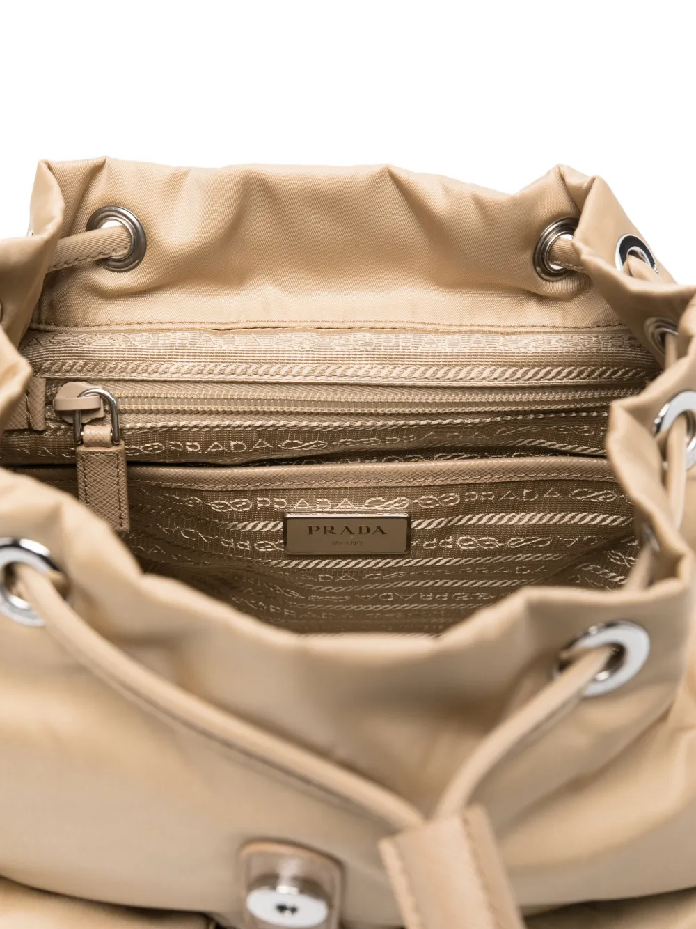 Prada Kleine Re-Nylon rugzak Beige