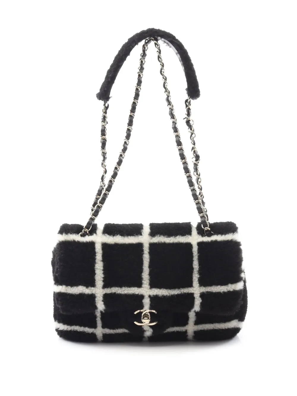 Pre-owned Chanel 2021-2025 Cc Mouton Flap Bag Shoulder Bag In Black