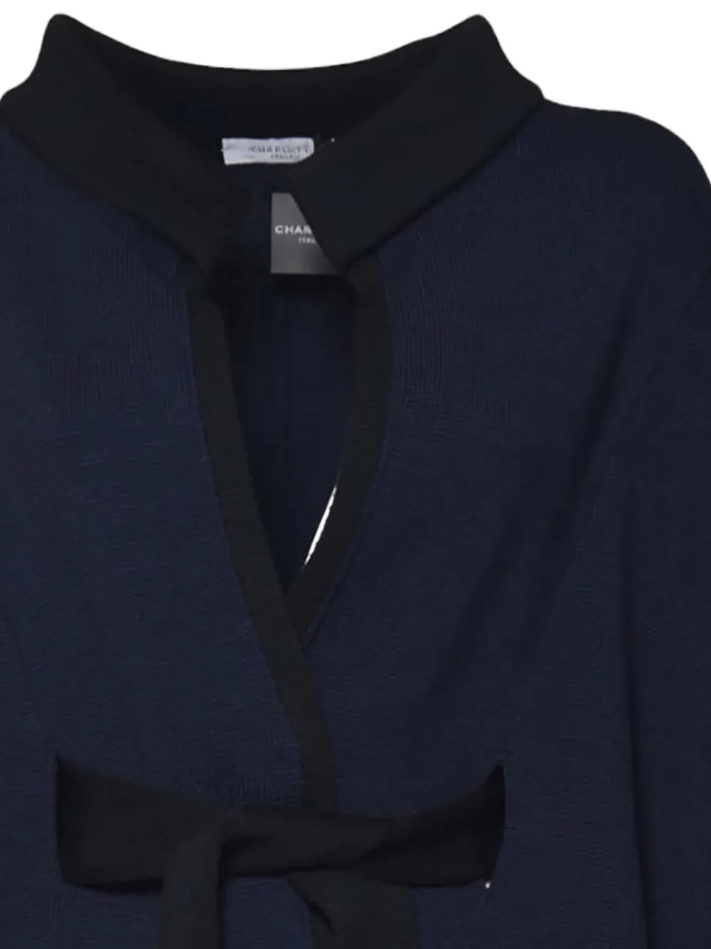 Charlott Navy Blue Cape-style Jacket With Bow Detail In Blue