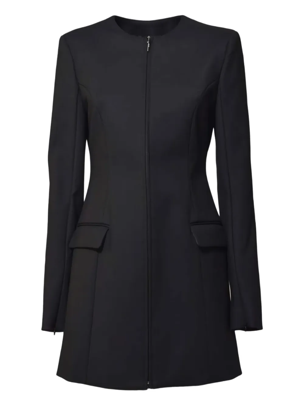 Msgm Zip-fastening Single-breasted Coat In Black