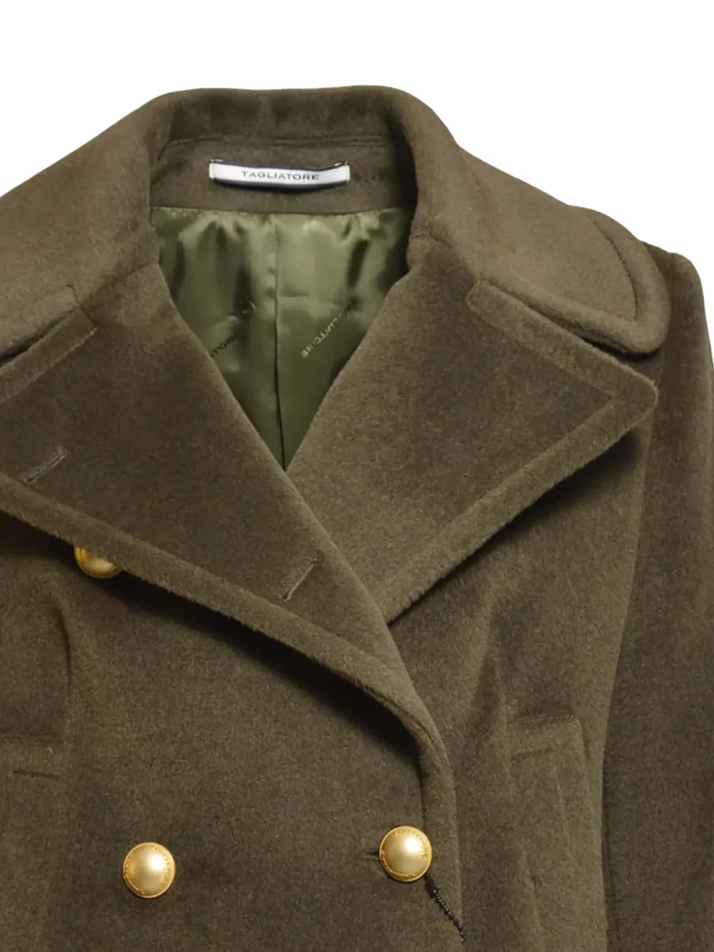 Tagliatore Structured Double-breasted Coat With Gold-tone Accents In Brown
