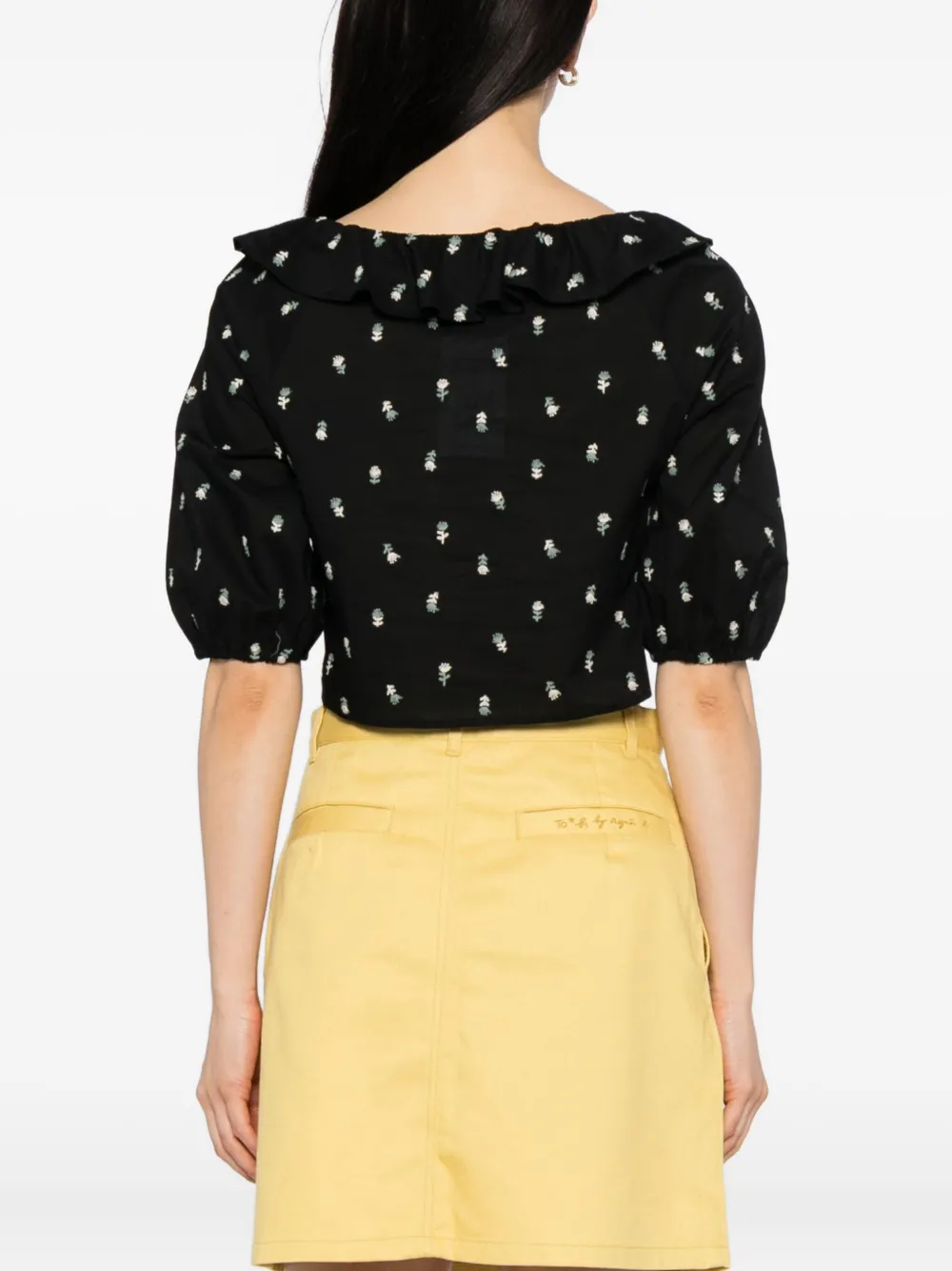 To B. By Agnès B. Floral-embroidered Blouse In Black