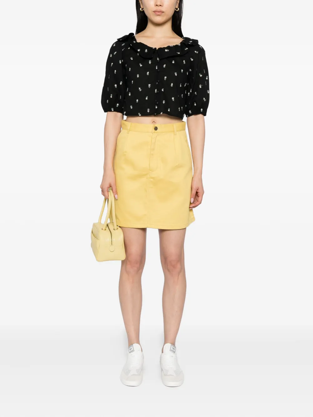 To b. by agnès b. Shirt met geborduurde bloemen - Zwart