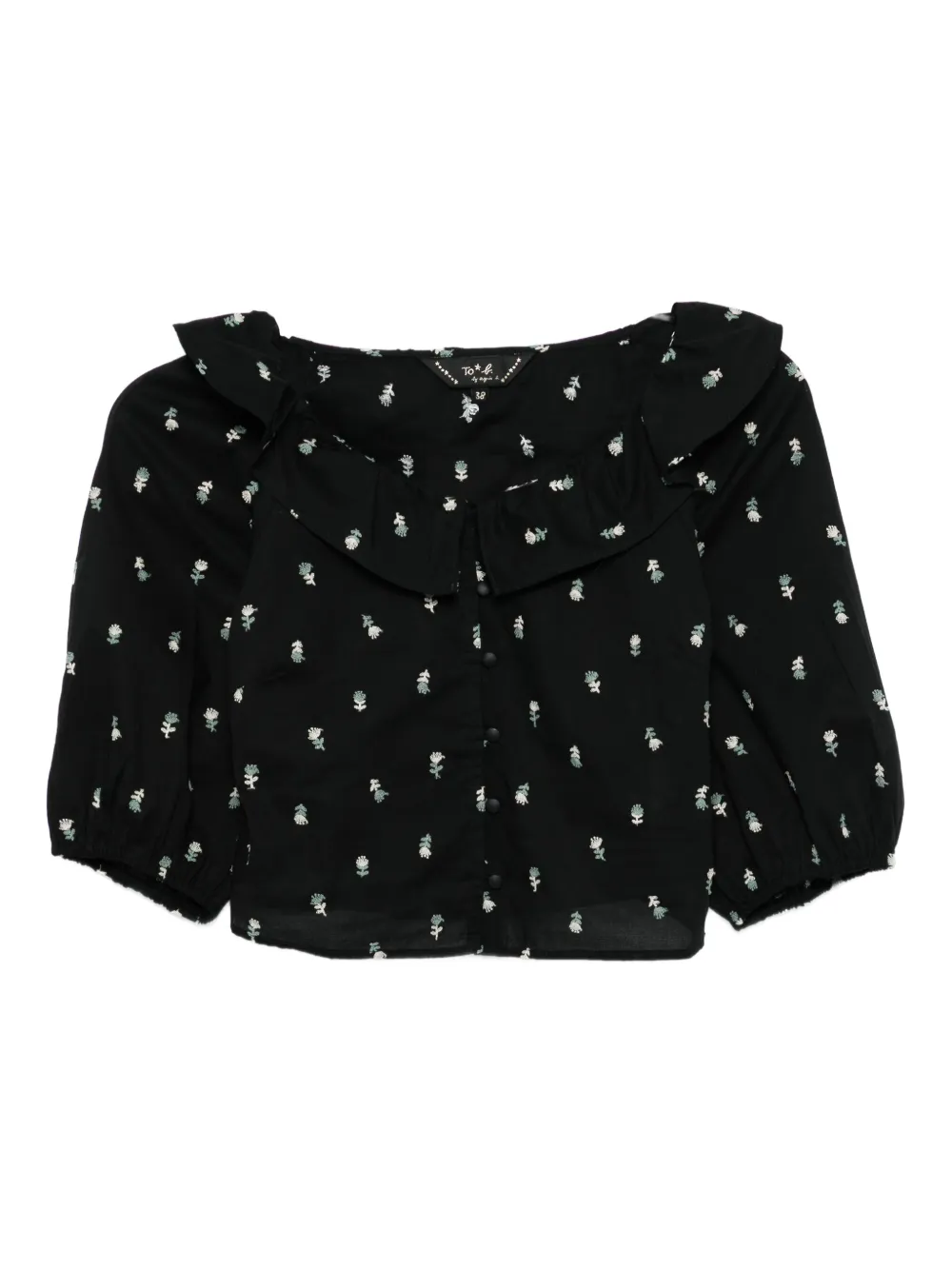 To B. By Agnès B. Floral-embroidered Blouse In Black