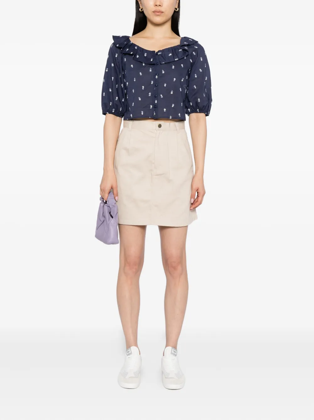 To b. by agnès b. Shirt met geborduurde bloemen - Blauw