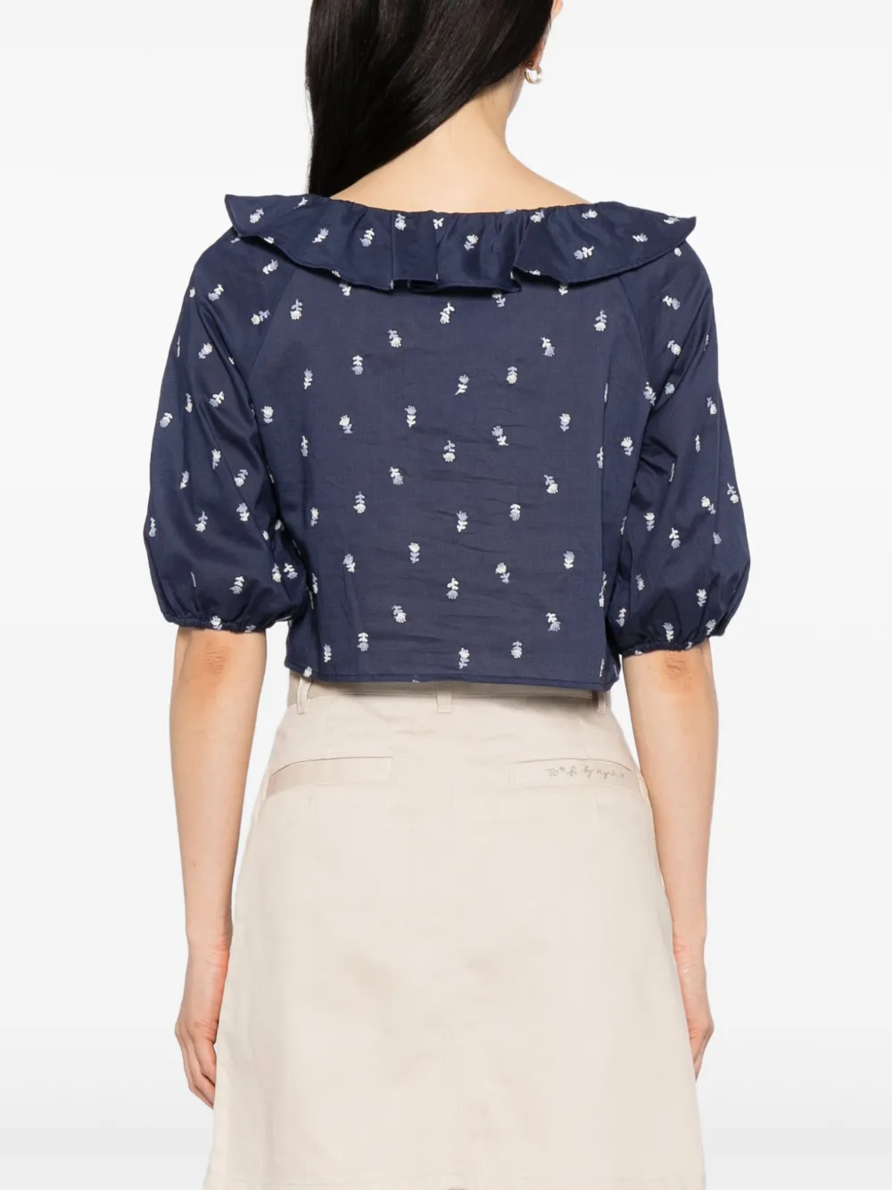 To b. by agnès b. Shirt met geborduurde bloemen Blauw