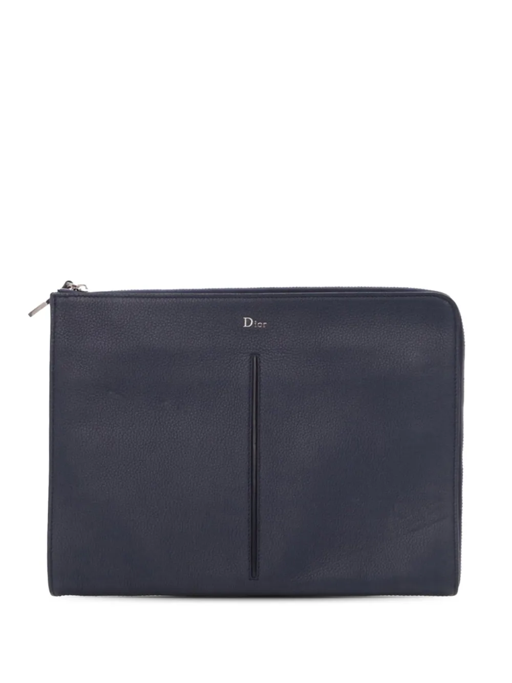 Pre-owned Dior 2013 Leather Document Case Clutch Bag In Blue