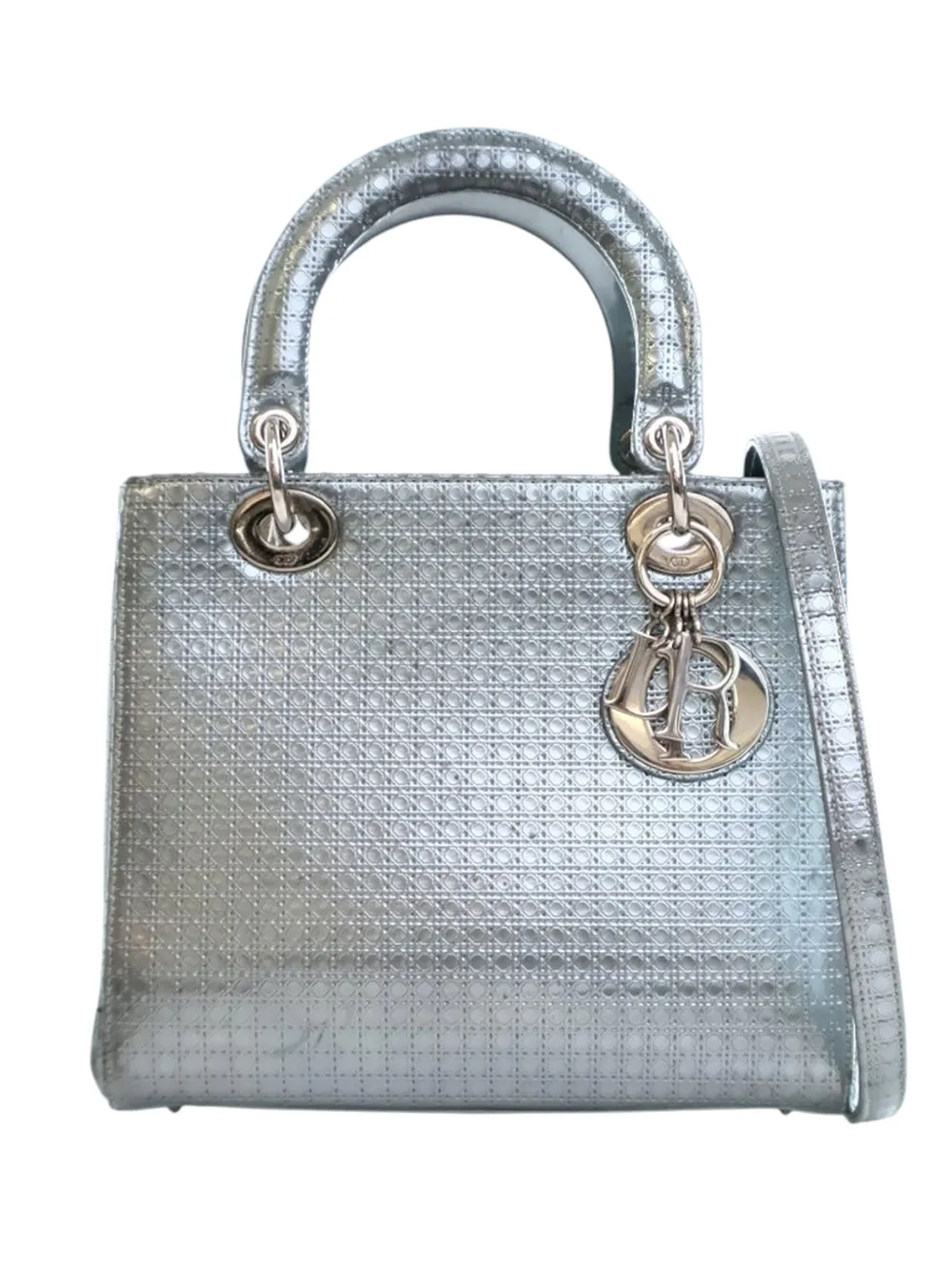 Christian Dior Pre-Owned 2015 Medium Metallic Patent Microcannage Lady Christian Dior Pre-Owned 2015 Medium Metallic Patent Microcannage Lady
