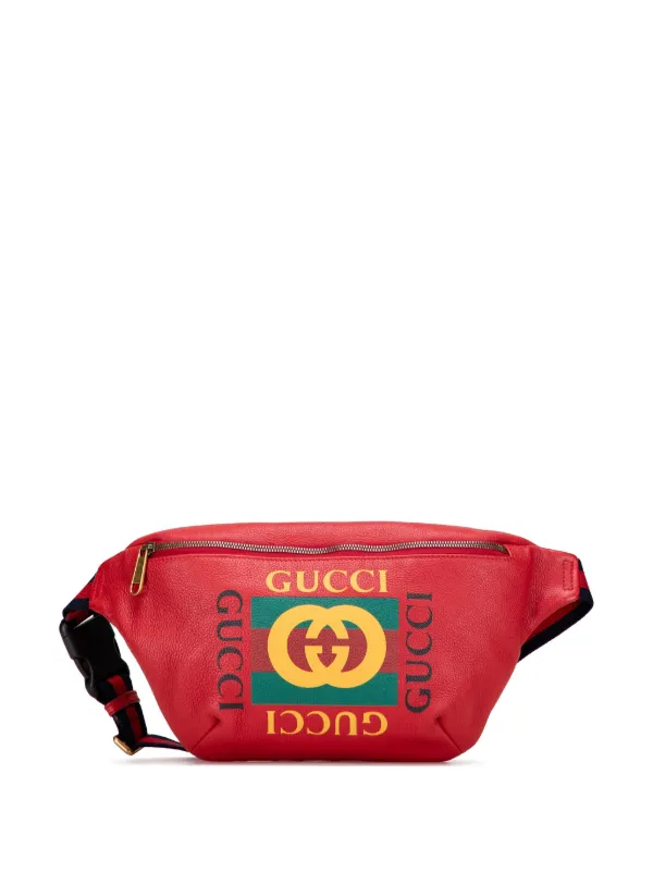 Gucci Pre-Owned 2000-2015 Grained Calfskin Logo Belt Bag Red