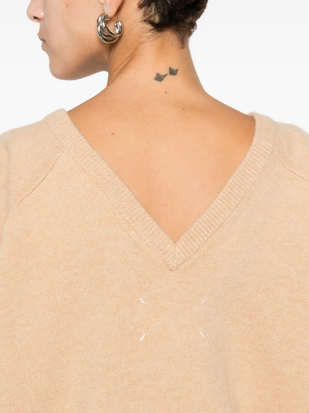 Maison Margiela V Back Neckline Wool Jumper Clothing In Neutral