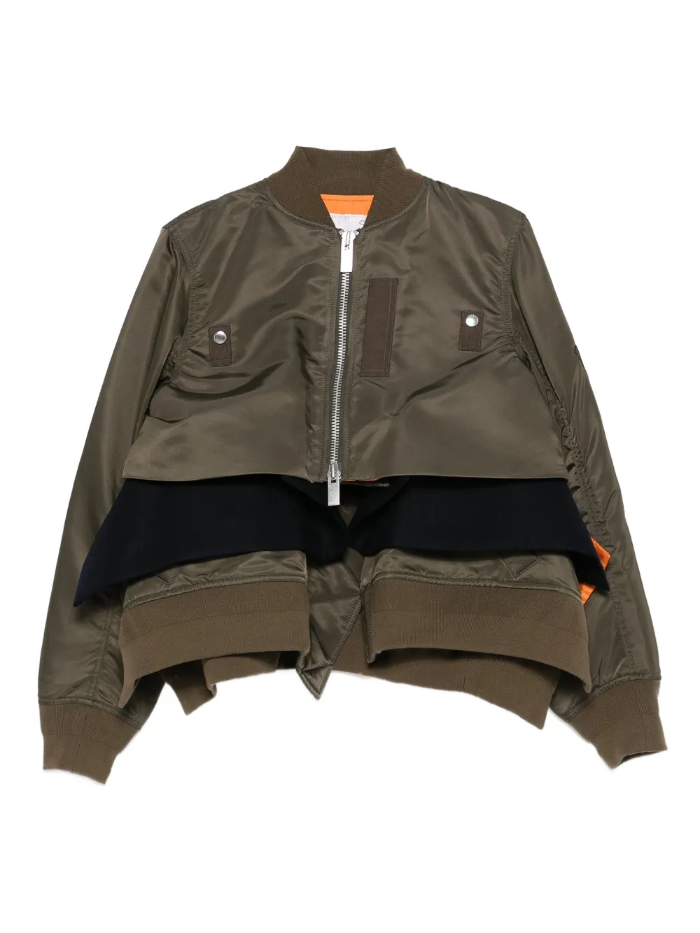 sacai レイヤード ボンバージャケット - グリーン sacai レイヤード ボンバージャケット - グリーン