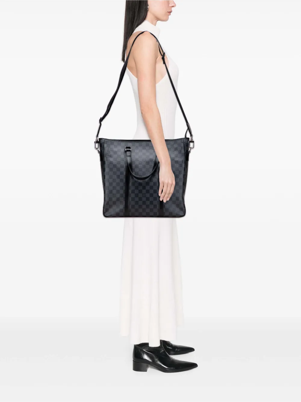 Pre-owned Louis Vuitton 2010 Damier Graphite Tadao Pm Satchel In Black