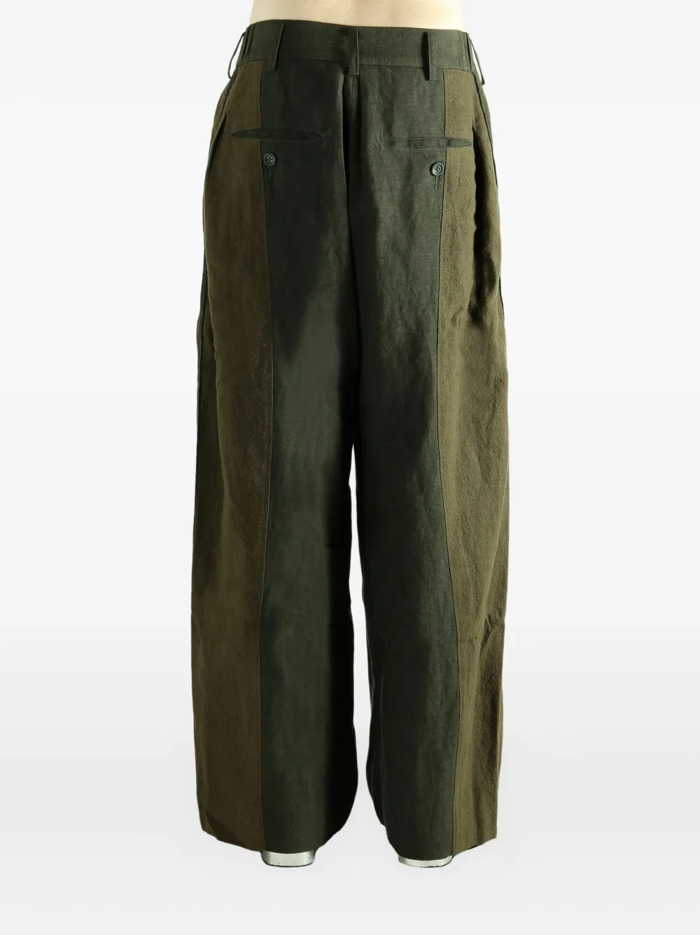 Ziggy Chen Wool Blend Wide-leg Trousers In Green