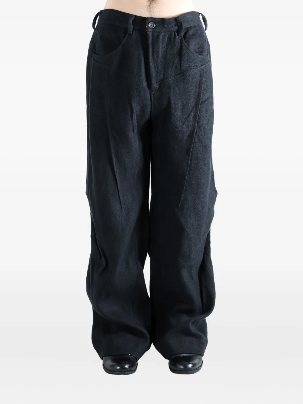 Ziggy Chen plated wide-leg trousers - Zwart