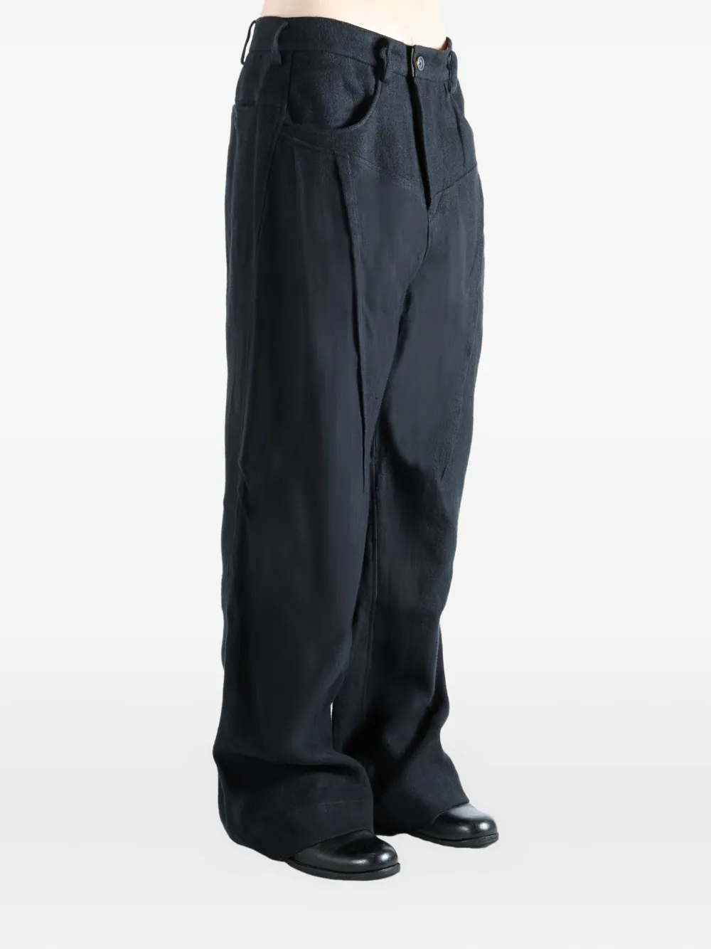 Ziggy Chen Plated Wide-leg Trousers In Black