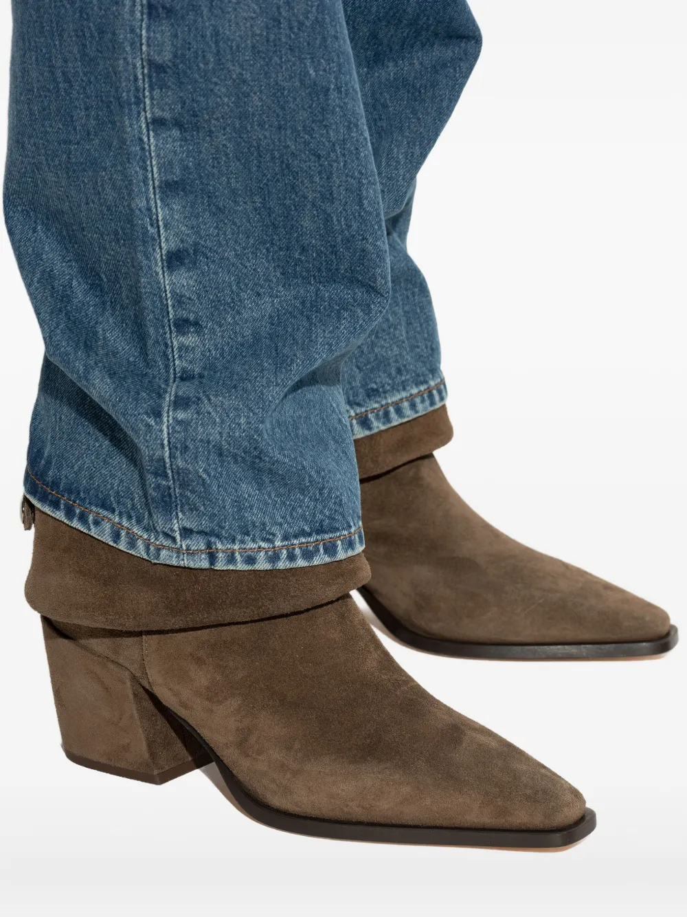 Agl Attilio Giusti Leombruni 70mm Abigail Pointed-toe Fold-over Boots In Brown