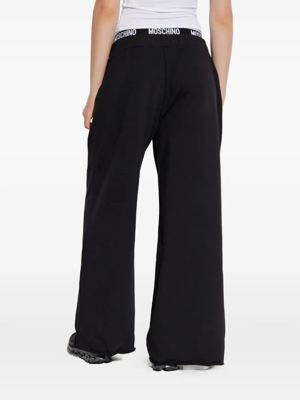 Moschino Logo-waistband Trousers In Black