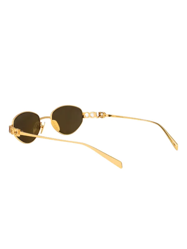 Gucci Eyewear Óculos De Sol Oval | Dourado | FARFETCH BR